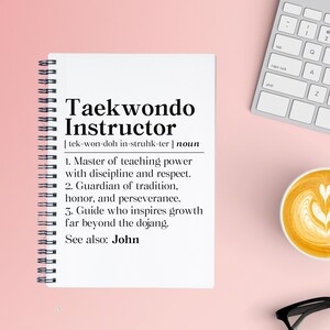 Personalized Taekwondo Instructor Notebook, Taekwondo Teacher Gift, Martial Arts Coach Spiral Notebook, Taekwondo Teaching Journal