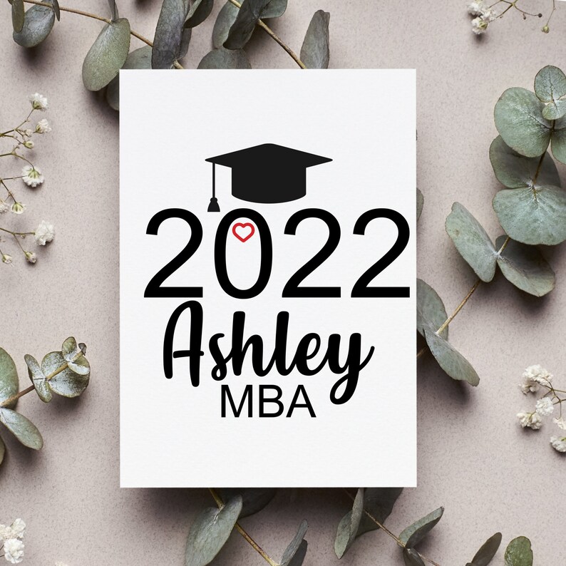 Personalized Mba Card Mba Graduation for Her Gift Mba Etsy