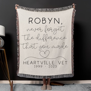 Personalized Retirement Woven Blanket, Custom Retiring For Boss Thank You Throw Blanket Gift, Retired Coworker Organic Tapestry