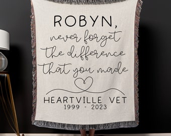 Personalized Retirement Woven Blanket, Custom Retiring For Boss Thank You Throw Blanket Gift, Retired Coworker Organic Tapestry