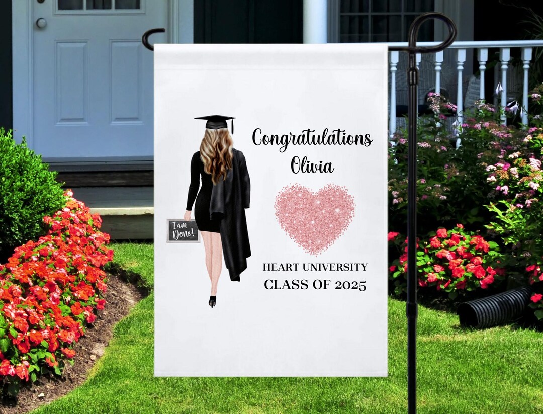Personalized University Graduation Garden Flag, Custom Class of Yard ...