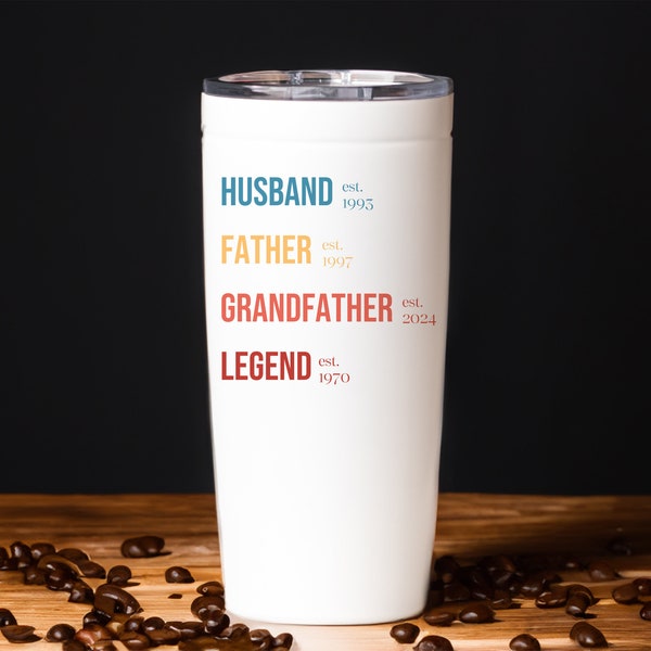 Grandpa First Fathers Day Custom Tumbler, Personalized First Time Grandfather Gifts Gift, Grandpa Legend Travel Mug, Grandpa Legend Gift