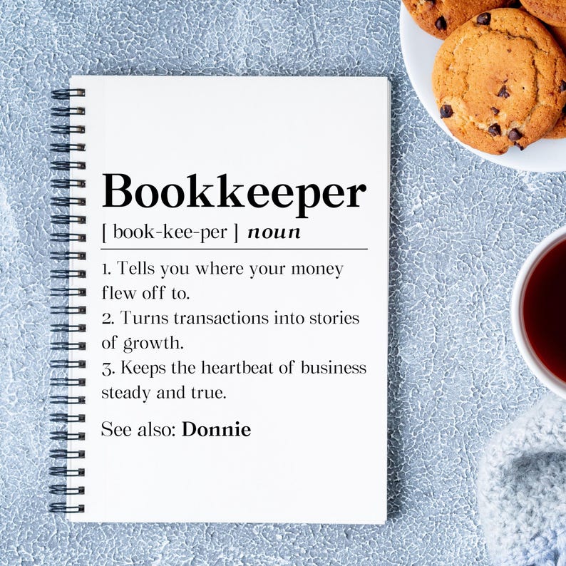 Personalized Bookkeeper Definition Notebook, Female Bookkeeper Gift
