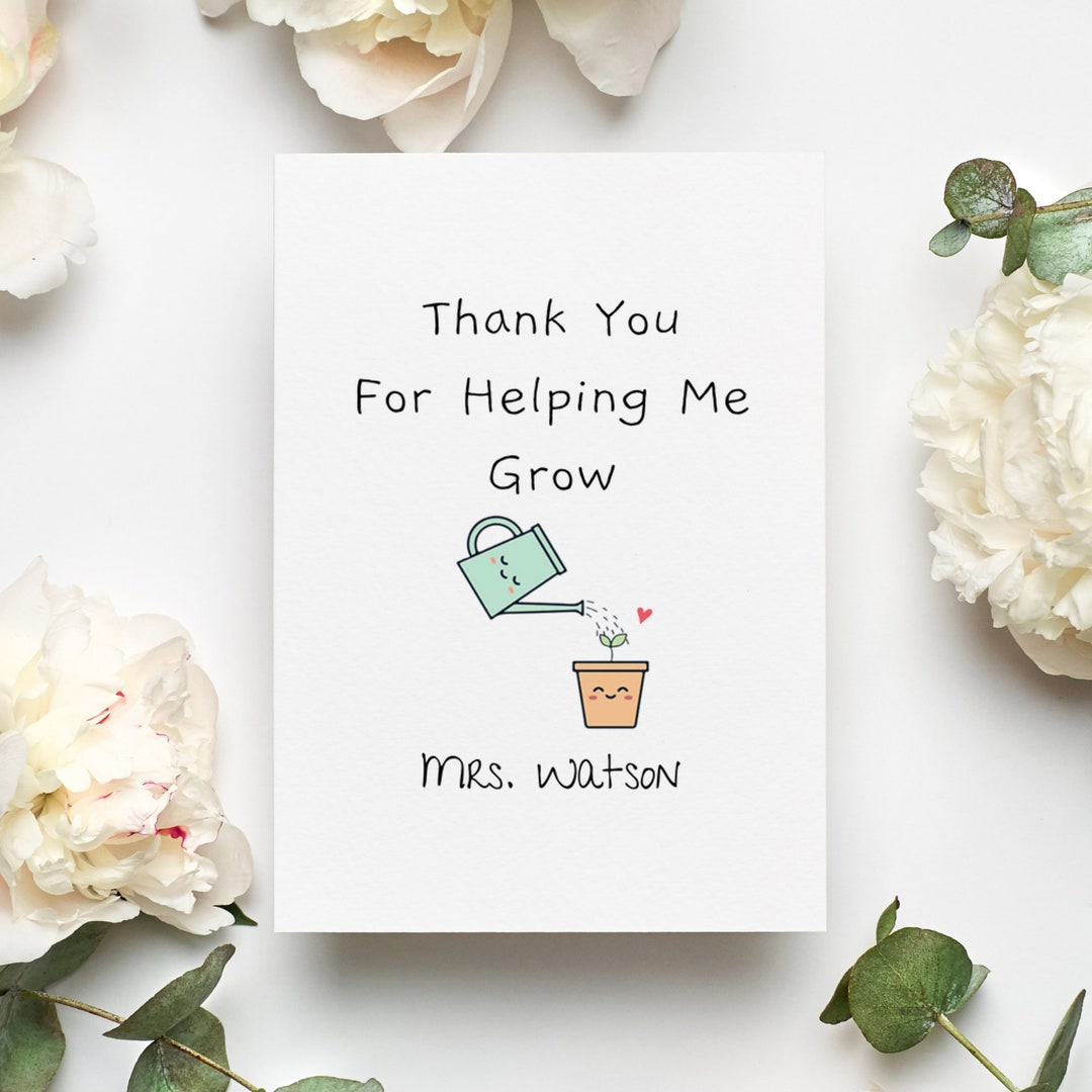 Teacher Appreciation Week Card, Thank You for Helping Me Grow Card ...