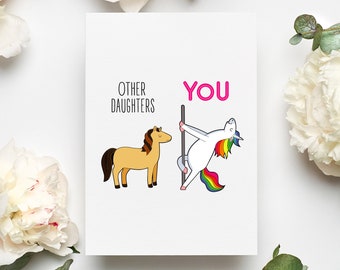 Daughter Greeting Card, Daughter Folding Card, Funny Daughter Card, Funny Daughter Gift, Daughter Birthday Card, From Mom Card