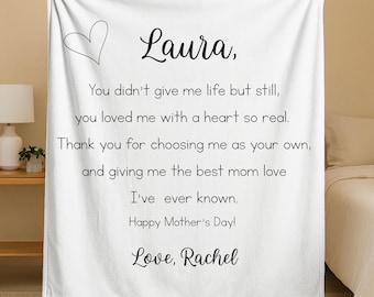 Personalized Stepmom Mothers Day Fleece Blanket, Happy Mothers Day Sherpa Fleece, Step Mother Love Blanket Gift, Bonus Mom Minky Blanket