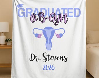 Personalized Obgyn Graduation Fleece Blanket, Custom Obstetrics Graduate Sherpa Fleece, Ob Gyn Graduation For Her Blanket Gift