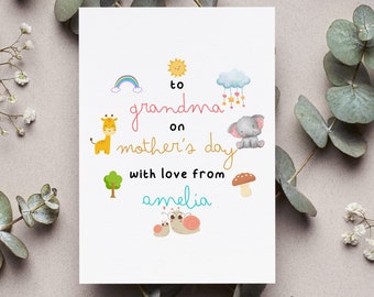 Personalized Cute Mothers Day For Grandma Card, Custom Mother's Day For Grandma Gift, To Grandma On Mothers Day Greeting Card