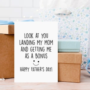 Stepdad Fathers Day Card, Funny Step Dad Happy Fathers Day Gift, Look at You Stepfather Gift From Bonus Son, Bonus Dad Card image 3