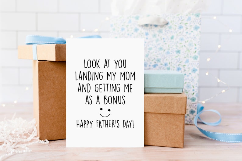 Stepdad Fathers Day Card, Funny Step Dad Happy Fathers Day Gift, Look at You Stepfather Gift From Bonus Son, Bonus Dad Card image 3