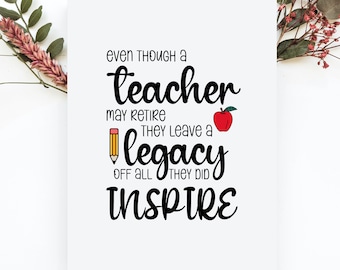 Teacher Retirement Card, Teacher Retirement Gifts for Women, Teacher Retirement Gifts From Students, Teacher Leaving Gift From Staff