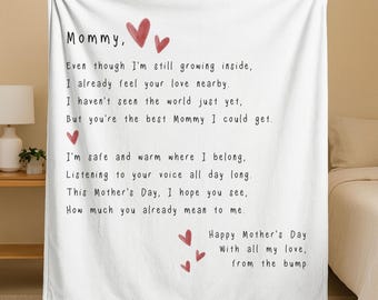 From The Bump Mothers Day Fleece Blanket, Cute Mom To Be Sherpa Fleece, New Mommy Happy Mother's Day Blanket Gift