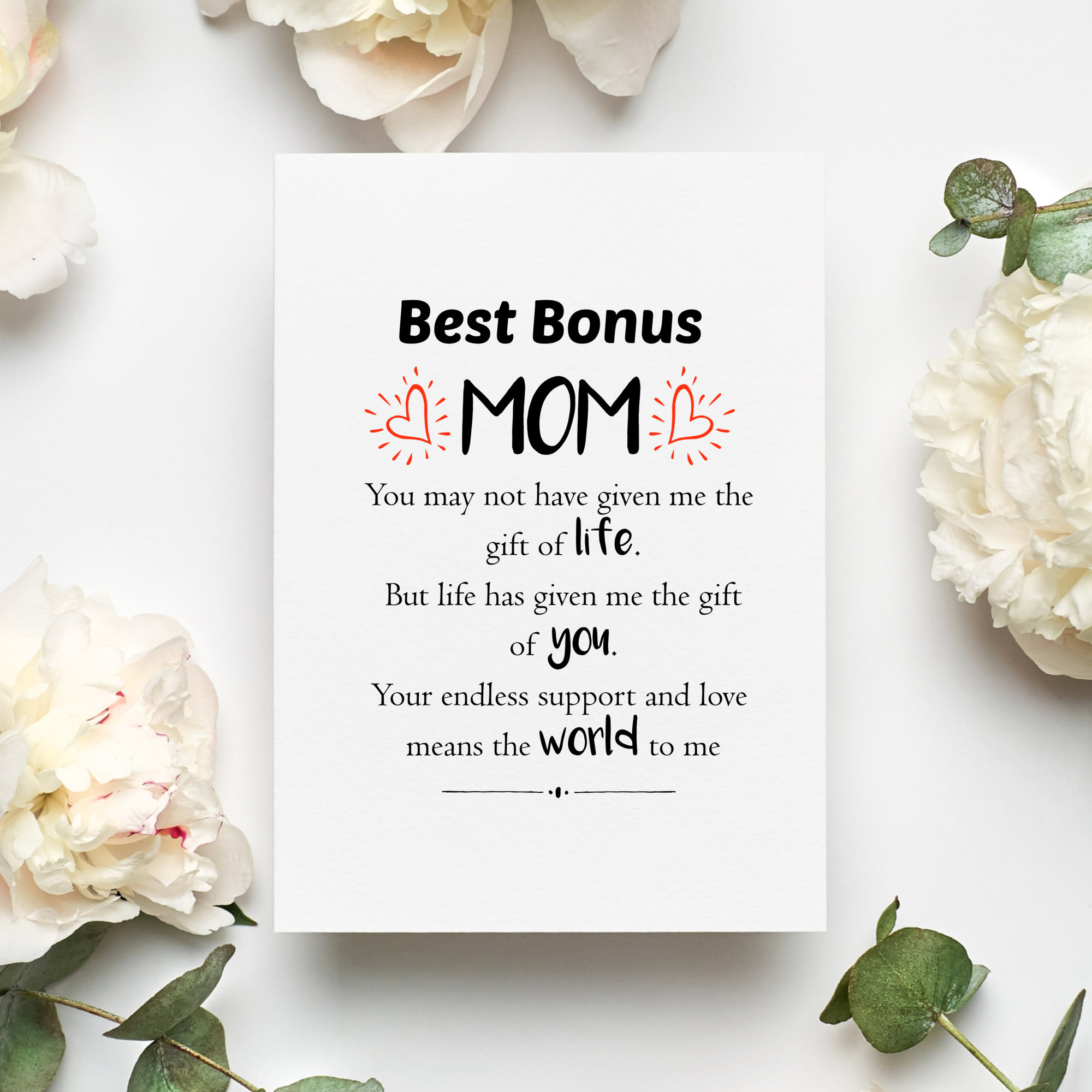 SOUSYOKYO Bonus Mom Christmas Card Gifts, Step Mom Gift Ideas, Thank You  Wallet Card for Stepmom from Daughter, I Love My Bonus Mother Wedding Day