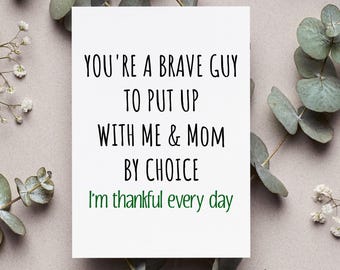 Funny Stepdad Fathers Day Card, Stepdad Thank You Card, Bonus Dad Fathers Day Card, Gift From Step Daughter Or Son, Step Dad Birthday Card