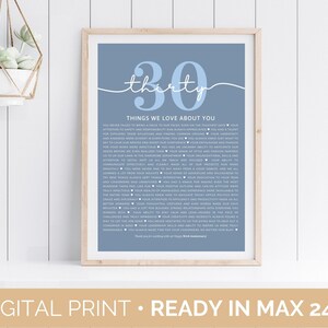30 Reasons We Love You Digital Print, 30 Reasons Work Anniversary, Custom Work Anniversary Work Gift For Women, Custom 30 Printable Gift