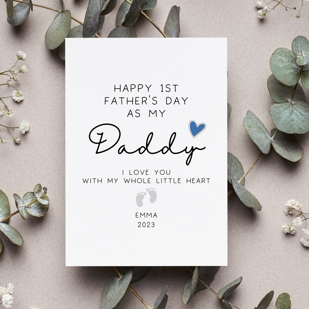 Personalized Happy 1st Fathers Day Daddy Card, Custom 1st Fathers Day ...