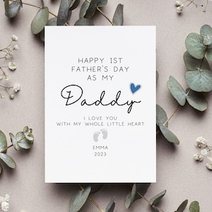 Personalized Happy 1st Fathers Day Daddy Card, Custom 1st Fathers Day From Baby Gift, Happy First Father&#39;s Day Daddy Greeting Card