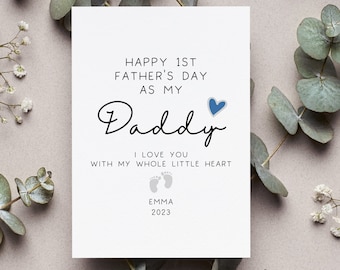 Personalized Happy 1st Fathers Day Daddy Card, Custom 1st Fathers Day From Baby Gift, Happy First Father's Day Daddy Greeting Card