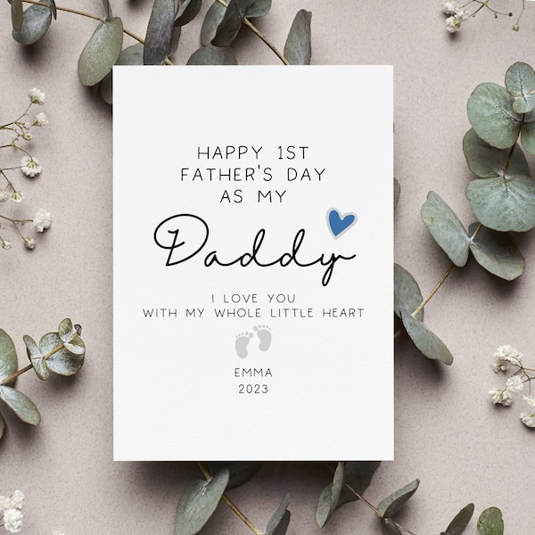 Personalized Happy 1st Fathers Day Daddy Card, Custom 1st Fathers Day From Baby Gift, Happy First Father's Day Daddy Greeting Card