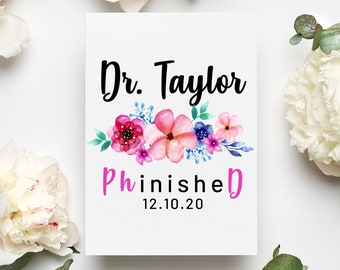 Personalized Phd Card, Custom New Doctor Birthday Card, Phd Graduation Greeting Card, Doctorate Graduation Gift, Daughter Graduation Gift