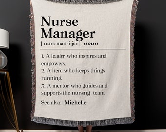 Personalized Nurse Manager Woven Blanket, Custom Nurse Manager Throw Blanket Gift, Nurse Week Organic Tapestry, Nurse Week Organic Tapestry