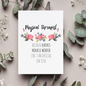 Physical Therapist Card, Physical Therapist Graduation Gift, Physical Therapist Thank You Card, Physical Therapist Birthday Gift
