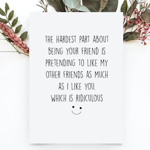 Friendship Day Card, Funny Friend Card, Sarcastic Friendship Card, Best Friend Funny Gift, Best Friend Card, Funny Friend Thank You Gift