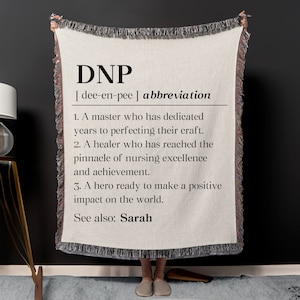 Personalized Dnp Graduation Woven Blanket, Custom Doctor Of Nursing Practice Graduate Throw Blanket Gift, Dnp Grad Organic Tapestry
