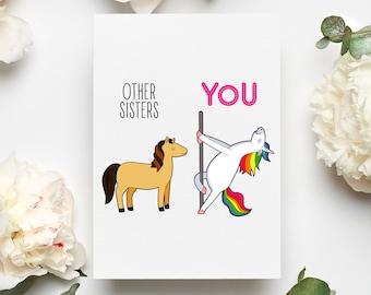 Sister Card, Funny Sister Card, Sister Birthday Greeting Card, Sister Gift For Her,  Funny Sister Gift, Sister Gifts Idea, Sister Bday Card