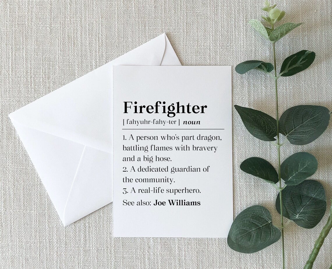 Personalized Firefighter Card, Fireman Birthday Gift, Firewoman ...