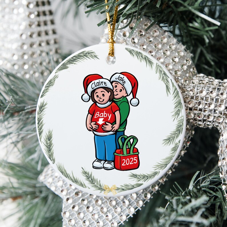 Personalized Expecting Parents Ornament, New Mom and Dad Gift, New