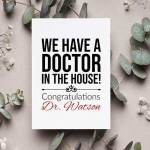 Personalized Phd Card, Doctorate Graduation Greeting Card, Phd Gift, Phd Graduation Gift, Phd 2024 Card, We Have A Doctor In The House Card