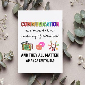 Personalized Speech Therapist Card, Communication Matters Gift, Thank You Slp Greeting Card, Speech Language Pathologist. Folded Card