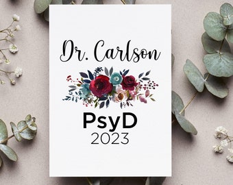 Personalized Psyd Graduation For Her Card, Psyd Graduate Women Gift, Custom Psyd Congrats Greeting Card, Psyd 2024 Folded Card