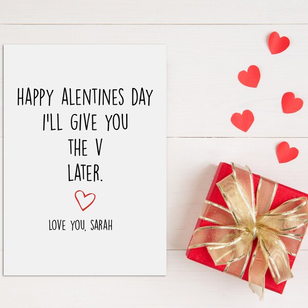 Personalized Valentine's Day Card For Boyfriend, Funny I’ll Give You the V Later Card, Husband Anniversary Gift From Wife, Gift For Him