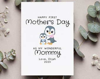 Personalized Happy First Mothers Day Mommy Card, Custom 1st Mothers Day From Baby Boy Gift, Happy First Mother's Day Mommy Greeting Card