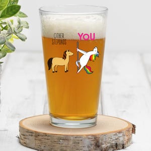 Funny Stepdad Pint Glass, Step Dad From Daughter Gift, Stepdad Fathers Day Beer Glass, Stepdad Birthday Glass Gifts, Funny Stepdad Gift