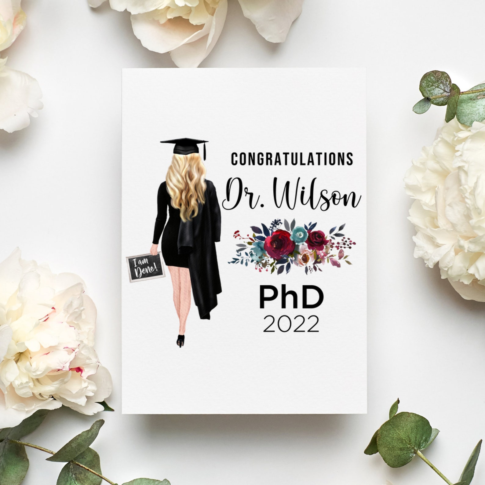 Personalized Phd Card Doctorate Graduation Greeting Card Phd Etsy