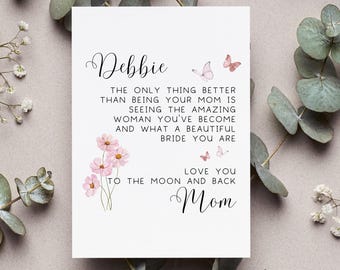 Personalized Mother To Bride Card, Bride From Mom Gift, Wedding Day For Daughter Greeting Card, Mother And Daughter Wedding Folded Card