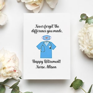 Personalized Nurse Happy Retirement Card, Nurse Leaving Card, Registered Nurse Retirement Gift, Nurse Appreciation Card, Rn Retired Gift