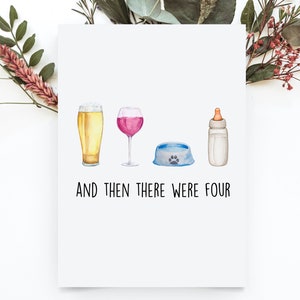 Grandma Baby Reveal Card, New Grandma Pregnancy Announcement Gift, and Then There Were Four, Dog Grandma to Human Grandma