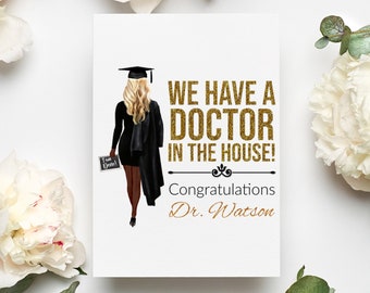 Personalized Phd Card, Doctorate Graduation Greeting Card, Phd Gift, Phd Graduation Gift, Phd 2026 Card, We Have A Doctor In The House Card