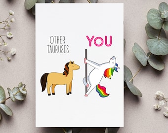 Taurus Card, Taurus Zodiac Birthday Card, Funny Taurus Card, Taurus Gift, Taurus Greeting Card, Taurus Zodiac Gift