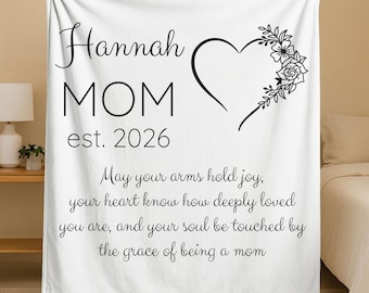 Personalized New Mommy Est 2026 Fleece Blanket, Pregnant Wife Mothers Day Sherpa Fleece, Mom To Be Blanket Gift, 1st Time Mom Minky Blanket