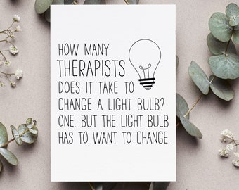 Therapist Greeting Card, Funny Therapist Card, Therapist Birthday Gift, Therapist Appreciation Gift, Therapist Thank You Card