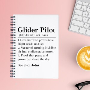 Personalized Glider Pilot Notebook, Glider Pilot Appreciation Gift, Glider Flyer Spiral Notebook, Glider Enthusiast Journal