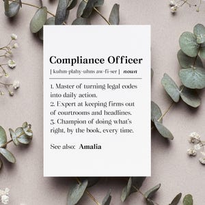 Personalized Compliance Officer Card, Compliance Officer Gift, Compliance Department Greeting Card, Funny Compliance Officer Folded Card
