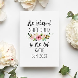Personalized Bsn Graduation Card, Future Nurse Greeting Card, She Believed She Could So She Did Card, Bsn Card, Bsn Graduation 2025 Gift