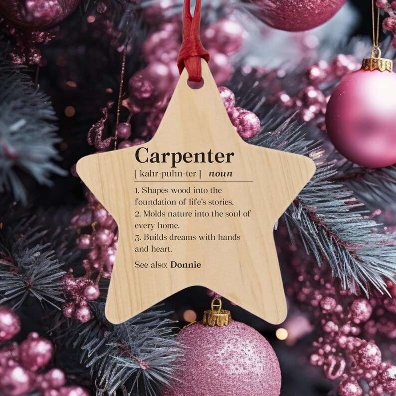 Personalized Carpenter Definition Wood Ornament, Carpenter Thank You