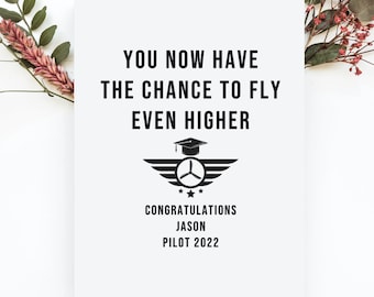 Personalized Pilot Graduation Card, Pilot Card, Flight School Card, Graduation Card For Pilot, Son Graduation Gift, Pilot Gift